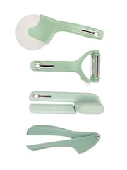 Fusion Green Set of 4 Can Opener, Multi Peeler, Pizza Cutter and Garlic Press - Image 2 of 4