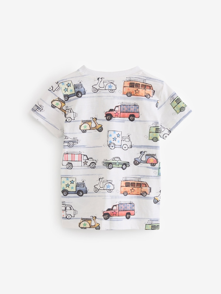 White Transport All-Over Print 100% Cotton Short Sleeve T-Shirt (3mths-7yrs) - Image 2 of 3