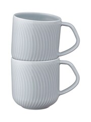 Denby Grey Porcelain Arc Set of 2 Large Mugs - Image 2 of 4