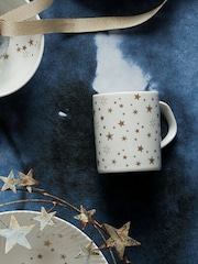 Denby White Porcelain Stars Set of 2 Small Mugs - Image 1 of 4