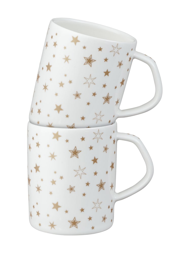 Denby White Porcelain Stars Set of 2 Small Mugs - Image 2 of 4