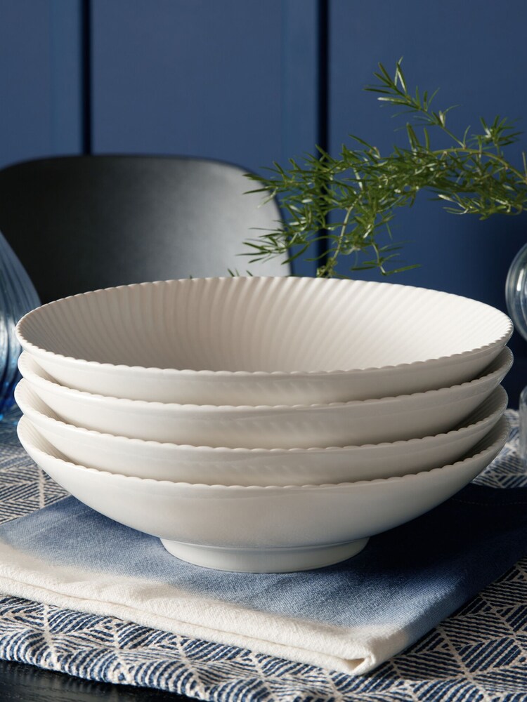 Denby White Porcelain Arc Set of 4 Pasta Bowls - Image 1 of 4