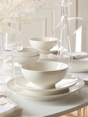 Denby White Porcelain Arc Set of 4 Cereal Bowls - Image 1 of 4