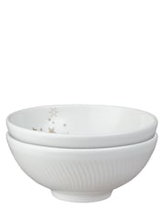 Denby White Porcelain Arc Stars Set of 2 Small Bowls - Image 1 of 4