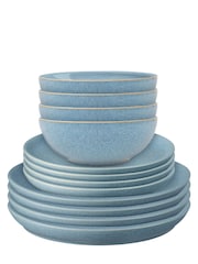 Denby Blue Elements Coupe 12 Piece Dinnerware Set - Image 3 of 4