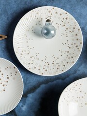 Denby White Porcelain Arc Stars Set of 2 Large Plates - Image 1 of 4