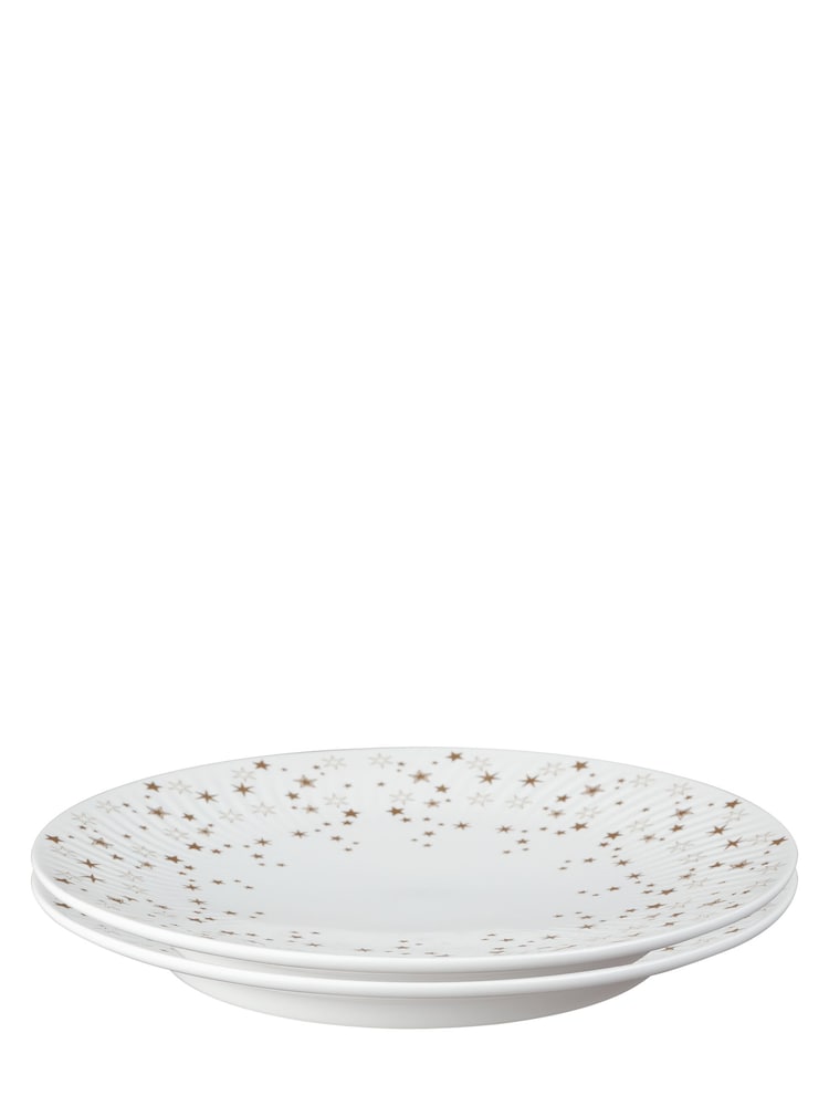 Denby White Porcelain Arc Stars Set of 2 Large Plates - Image 2 of 4