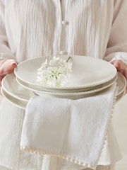 Denby White Porcelain Arc Set of 4 Medium Plates - Image 1 of 4
