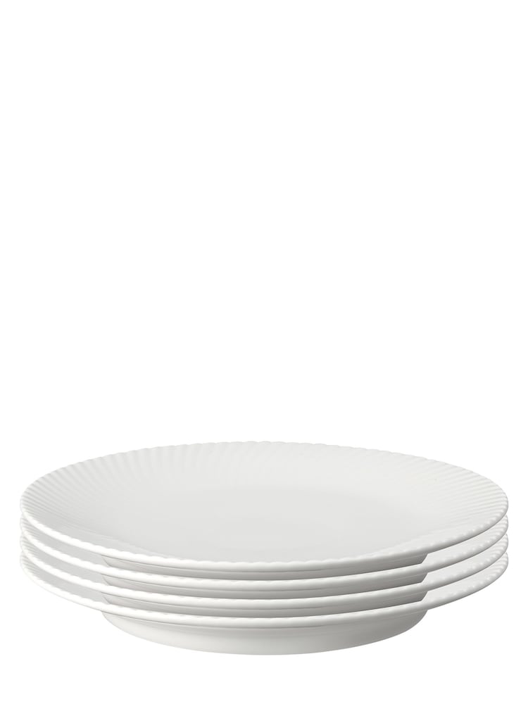 Denby White Porcelain Arc Set of 4 Medium Plates - Image 2 of 4