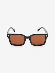 Črna in rjava - Sončna očala s polariziranimi stekli in logotipom N Wayfarer - Slika 3 iz 5