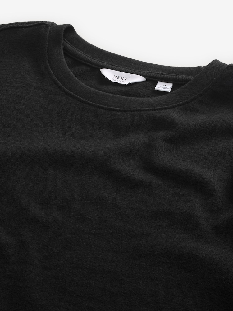 Noir - Ajustement régulier - Long Sleeve Heavyweight 100% Cotton T-Shirt - Image 6 of 7