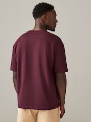 Burgundy Red Relaxed Fit 100% Cotton Heavyweight T-Shirt - Image 3 of 7