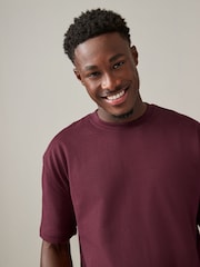 Burgundy Red Relaxed Fit 100% Cotton Heavyweight T-Shirt - Image 4 of 7