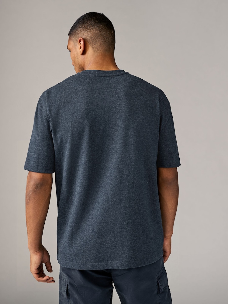 Charcoal Grey Marl Relaxed Fit 100% Cotton Heavyweight T-Shirt - Image 2 of 6