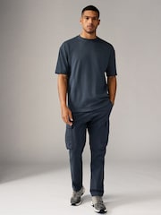 Charcoal Grey Marl Relaxed Fit 100% Cotton Heavyweight T-Shirt - Image 3 of 6