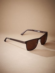 Brown Signature Polarised Wayfarer Sunglasses - Image 1 of 5