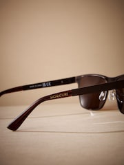 Brown Signature Polarised Wayfarer Sunglasses - Image 3 of 5