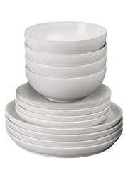 Denby White Elements Coupe 12 Piece Dinnerware Set - Image 3 of 4