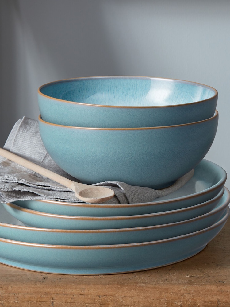 Denby Set of 4 Green Azure Haze Coupe Cereal Bowls - Image 1 of 4