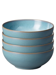 Denby Set of 4 Green Azure Haze Coupe Cereal Bowls - Image 2 of 4