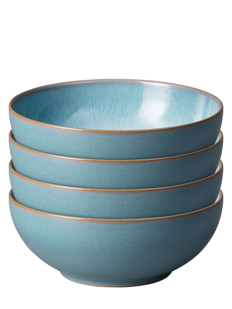 Denby Set of 4 Green Azure Haze Coupe Cereal Bowls - Image 2 of 4