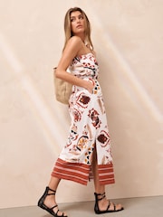 Red Paisley Bandeau Midi Dress - Image 2 of 8