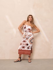 Red Paisley Bandeau Midi Dress - Image 3 of 8