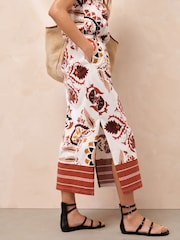 Red Paisley Bandeau Midi Dress - Image 6 of 8