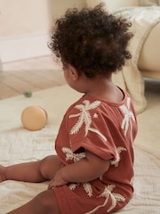 Rostbraun, Palmenbaum - Gewebter Strampler für Babys (0 Monate – 2 Jahre) - Bild 5 von 12