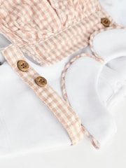 Neutral Gingham Woven Baby Bloomer Dungaree And Bodysuit Set (0mths-2yrs) - Image 10 of 13