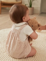 Neutral Gingham Woven Baby Bloomer Dungaree And Bodysuit Set (0mths-2yrs) - Image 4 of 13