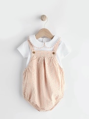 Neutral Gingham Woven Baby Bloomer Dungaree And Bodysuit Set (0mths-2yrs) - Image 5 of 13