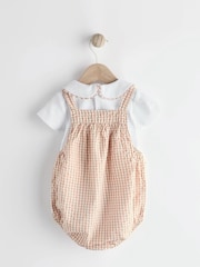 Neutral Gingham Woven Baby Bloomer Dungaree And Bodysuit Set (0mths-2yrs) - Image 7 of 13