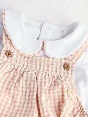 Neutral Gingham Woven Baby Bloomer Dungaree And Bodysuit Set (0mths-2yrs) - Image 8 of 13