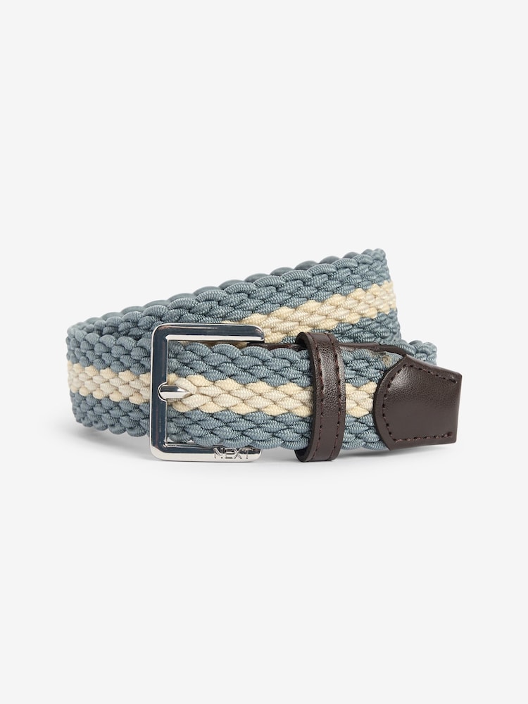 Blue Stripe Woven Plait Belt - Image 1 of 2 Blue Stripe Woven Plait Belt - Image 1 of 2