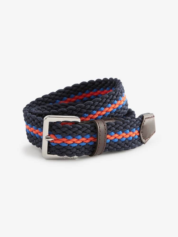 Navy/Orange Woven Plait Belt - Image 1 of 2