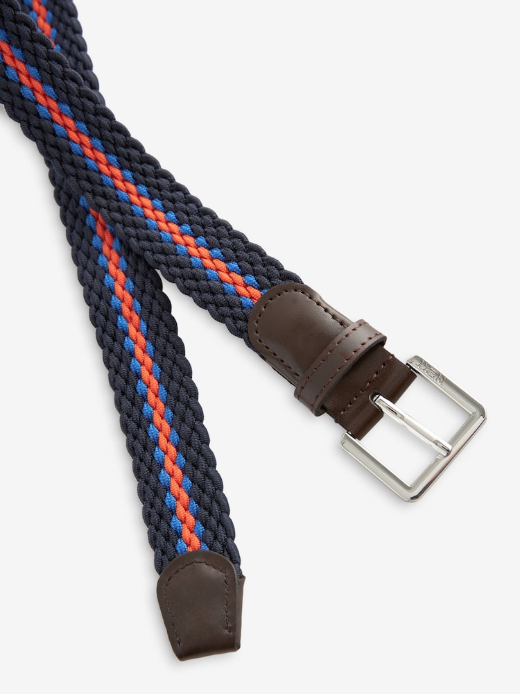 Navy/Orange Woven Plait Belt - Image 2 of 2
