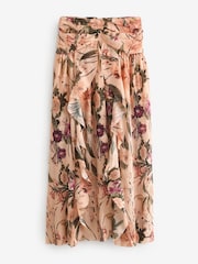 Blush Pink Floral Print Crinkle Mesh Maxi Skirt - Image 5 of 6