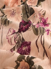 Blush Pink Floral Print Crinkle Mesh Maxi Skirt - Image 6 of 6
