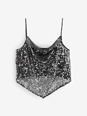 Black Sequin Scarf Cami Top - Image 6 of 7