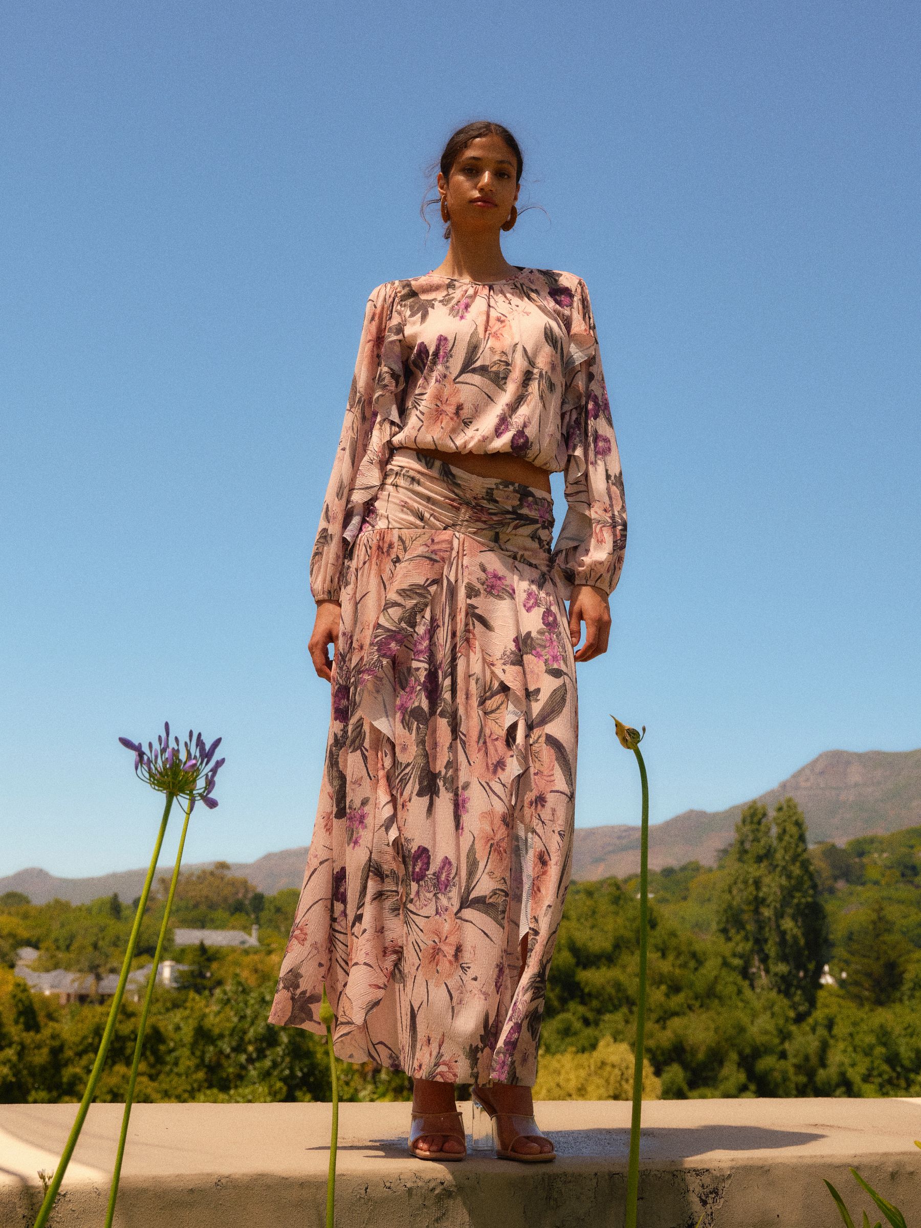Buy Blush Pink Floral Print Crinkle Mesh Bubblehem Blouse from Next  Luxembourg