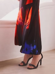 Black With Bright Abstract Floral Long Sleeve Column Maxi Dress - Image 4 of 6