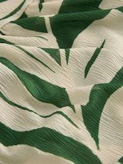 Green and White Leaf Print Short Sleeve Ocassion Maxi Dress - Image 6 of 6