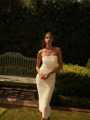 Cream Bandeau Textured Midi Dress - Image 2 of 6