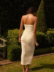 Cream Bandeau Textured Midi Dress - Image 3 of 6