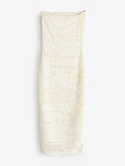 Cream Bandeau Textured Midi Dress - Image 5 of 6