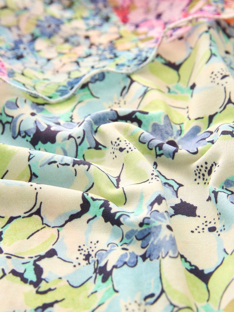 Multi Floral Print Square Neck Ruffle Midi Dress - Image 6 of 6