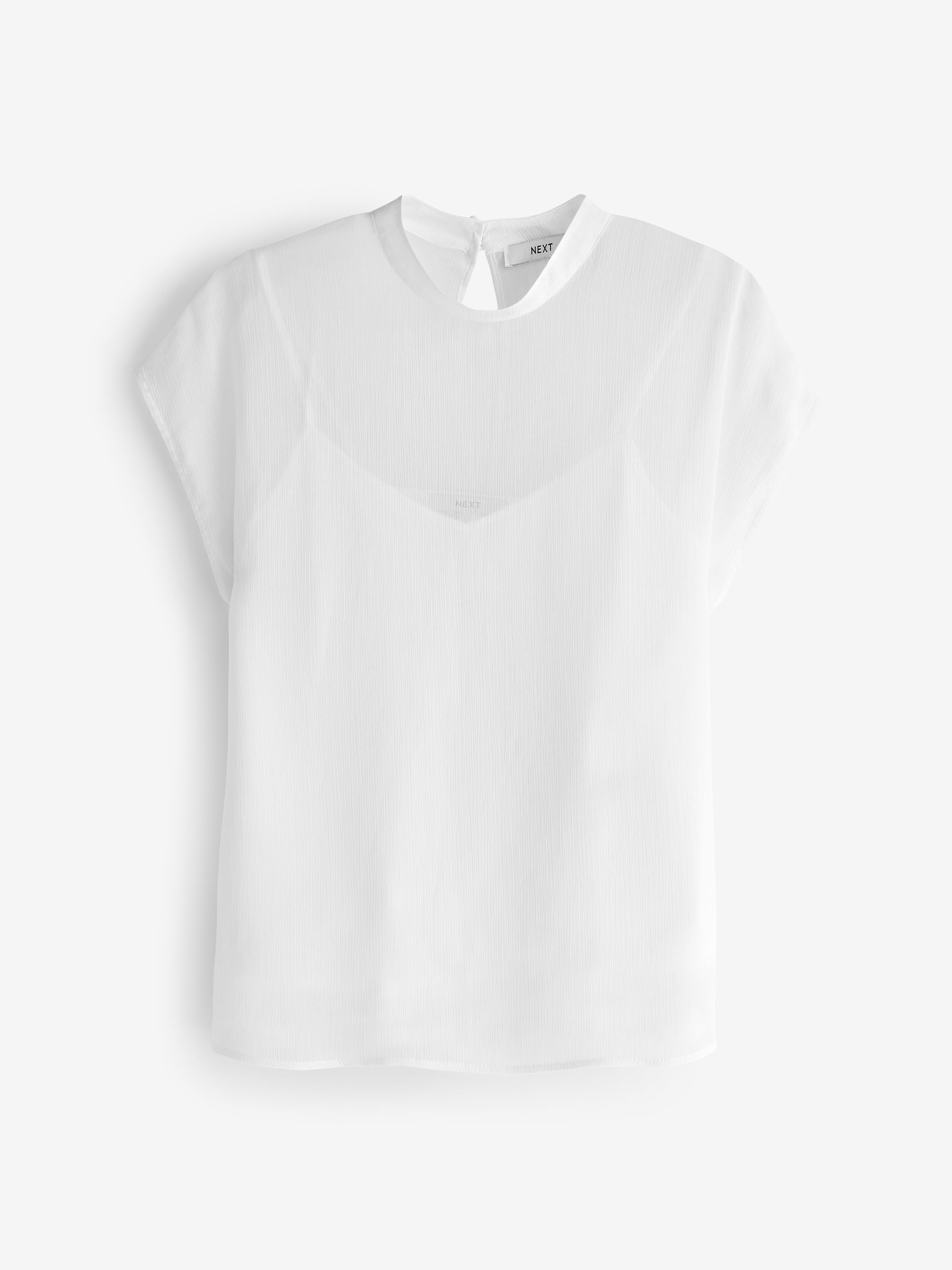 【U LAN】See-through layered button cap sleeve short sleeve Buy Lime Green Sheer Layer Cap Sleeve Top from Next Luxembourg