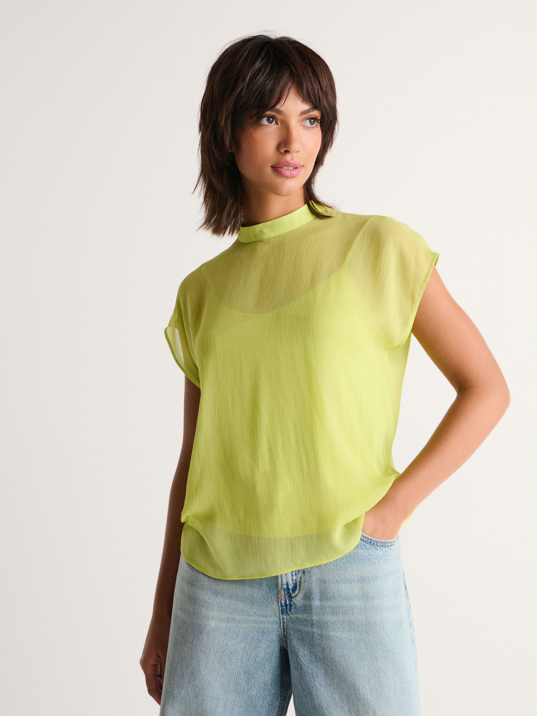 Lime green sheer top on sale
