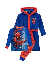 Character Blue 100% Cotton Spiderman Dressing Gown and Pyjamas Set - Image 1 of 9